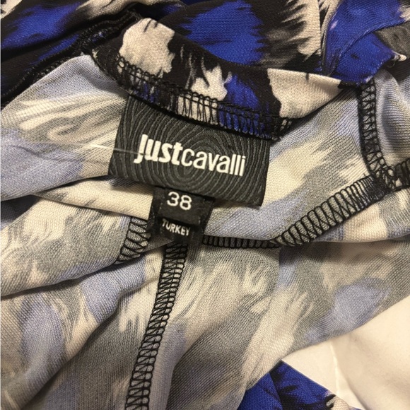 Just Cavalli Blue and Black Printed Jersey Long Dress - Picture 3 of 4